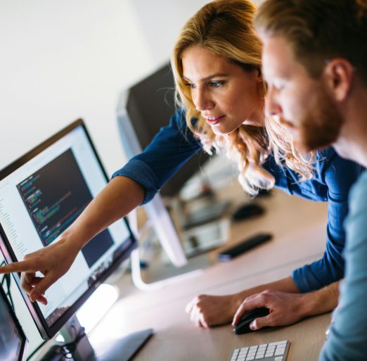 Software engineers working on project and programming in company Software engineers working on project and programming in company